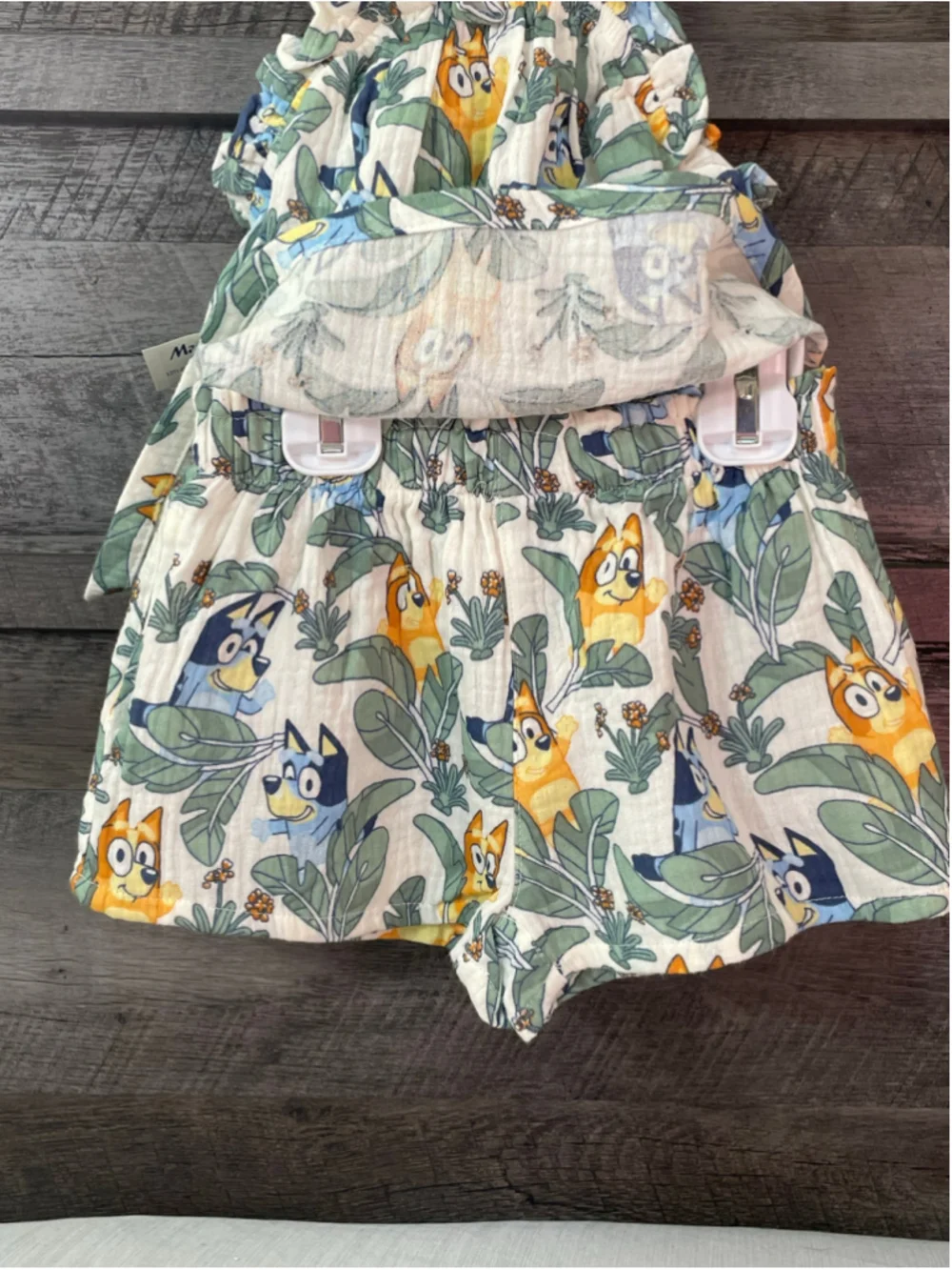 Bluey & Bingo Toddler Girls 2 Piece Tropical Palm Leaf Peplum Tank & Shorts 4T